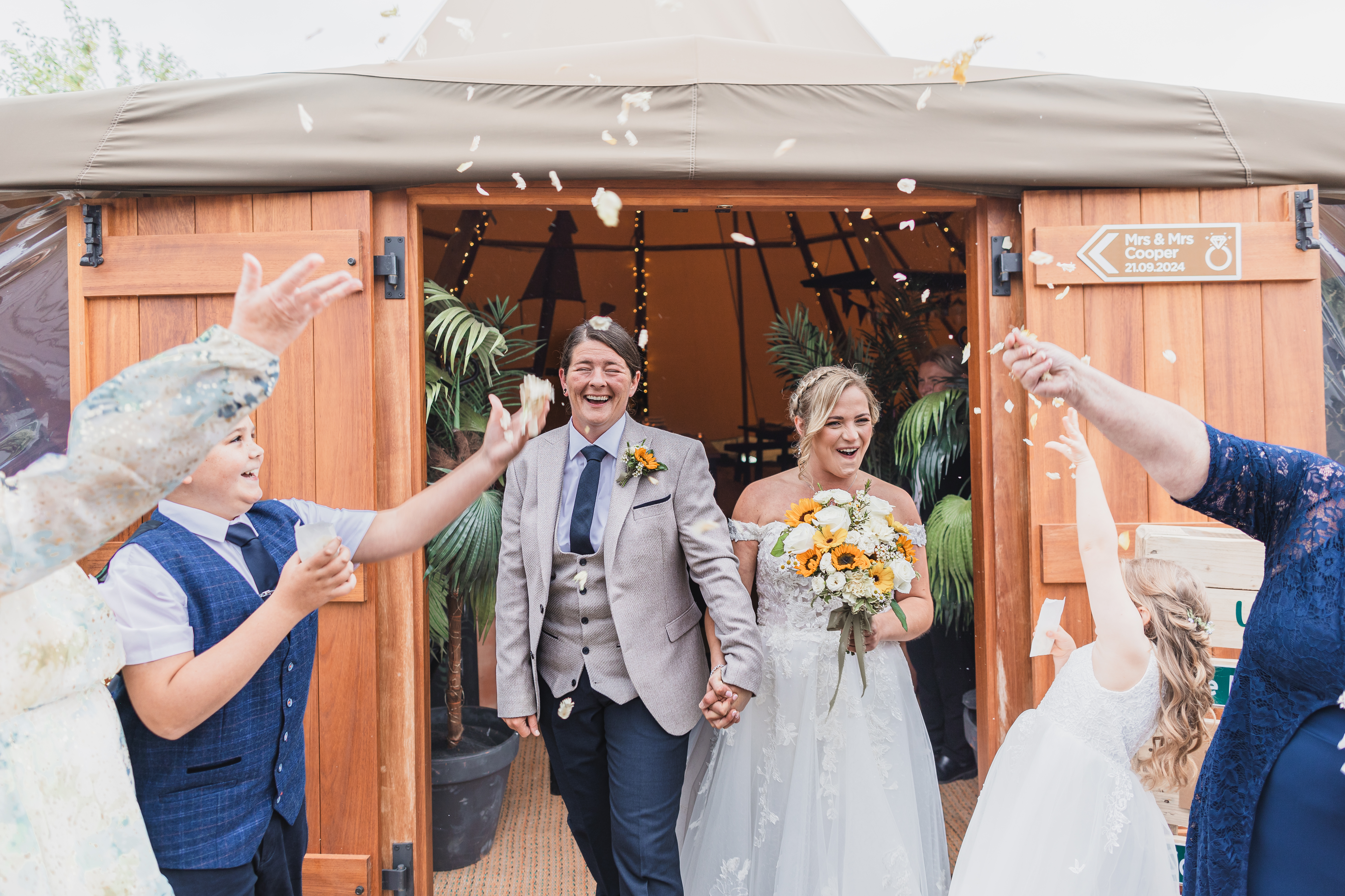 Sarah and Kerry wedding portrait at Vallum Weddings countryside venue