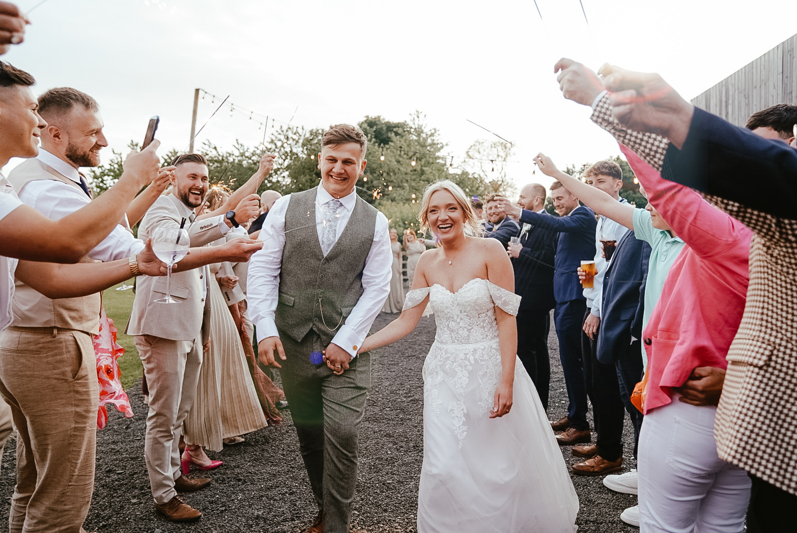 Sophie and Samuel wedding portrait at countryside venue with rustic setting