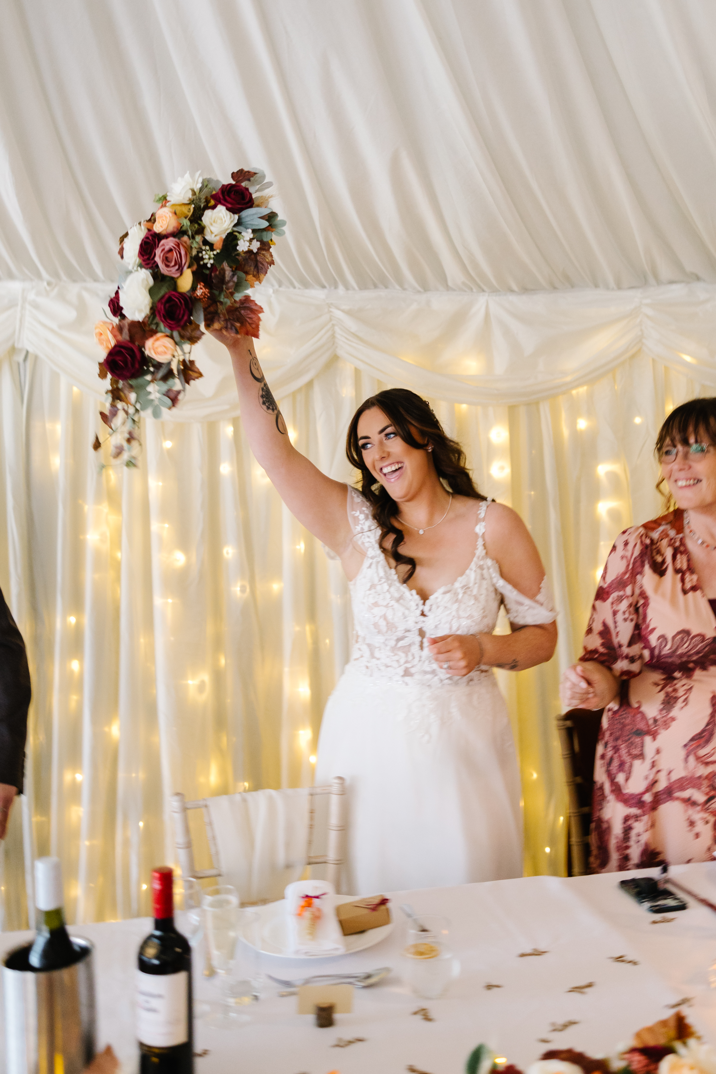 Stuart and Kathryn wedding floral arrangements created by family
